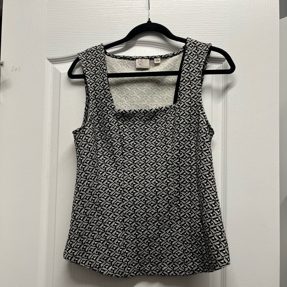 Anthropologie Elegant Geometric Black and White Blouse